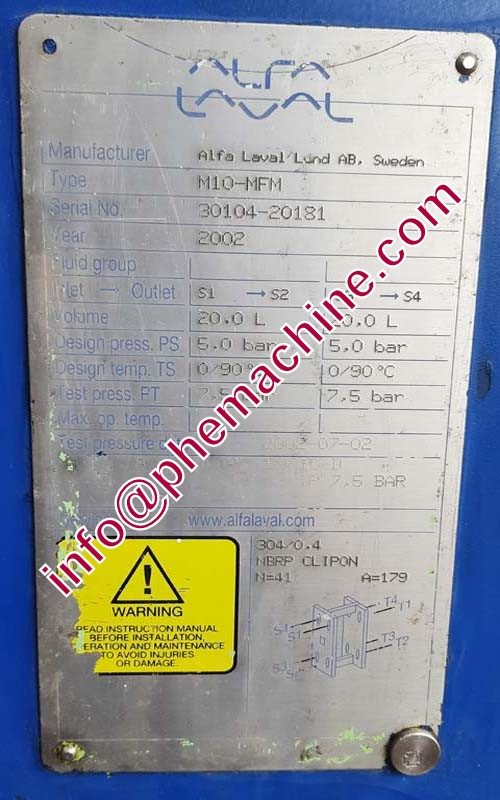 ALFA LAVAL M10-MFM PLATE HEAT EXCHANGER